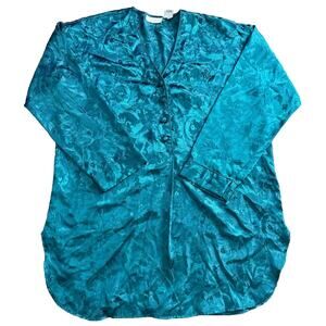 Vintage Victoria’s Secret Gold Label Satin Nightgown Top Floral Silky Pajama M